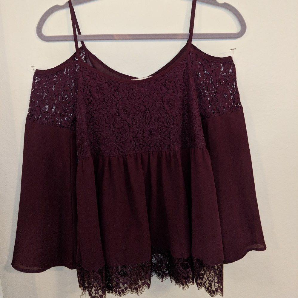 L.A. Hearts Plum off the shoulder long sleeve top